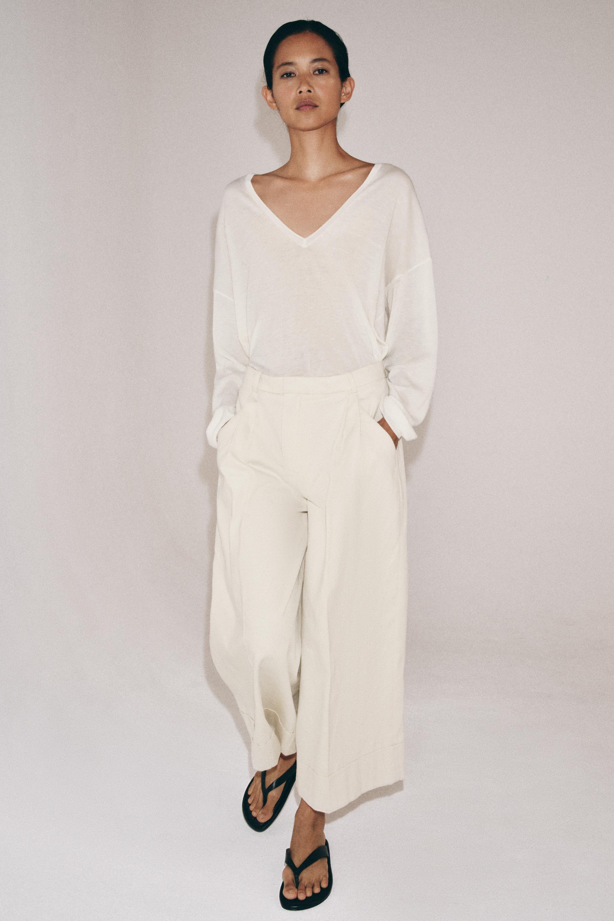 PANTALON À PLIS AVEC LIN ZW COLLECTION